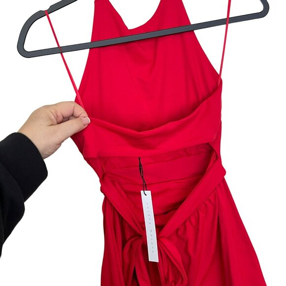Susana Monaco Jersey Red Romper High Halter Tie Open Strappy Back Medium NWT - Picture 5 of 7